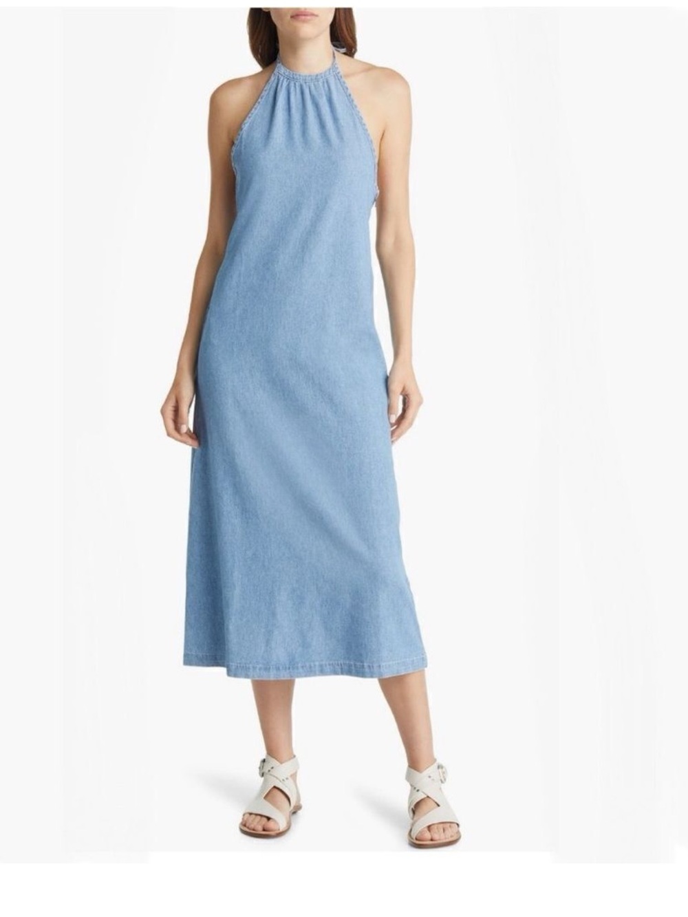 Rag & Bone Zoe halter chambray denim midi dress size XS - Picture 1 of 10